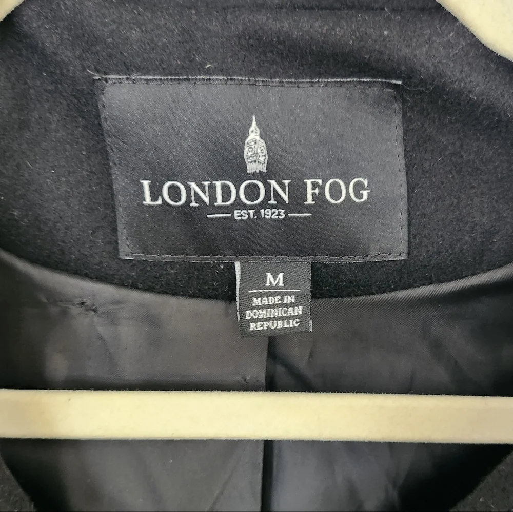 London Fog Wool Blend Black Peacoat Jacket Women’s Medium Classic Preppy